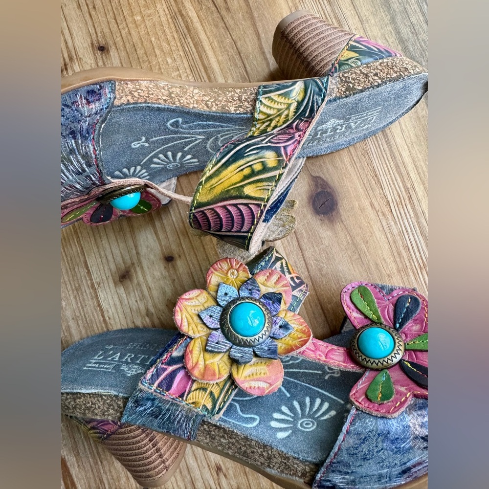 L’ARTISTE Leather Rossie Sandals 38 - Picture 6 of 11